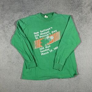 Vintage Hanes St. Patricks Day Parade Shirt Men Large Green 10k Run Sunday #3227